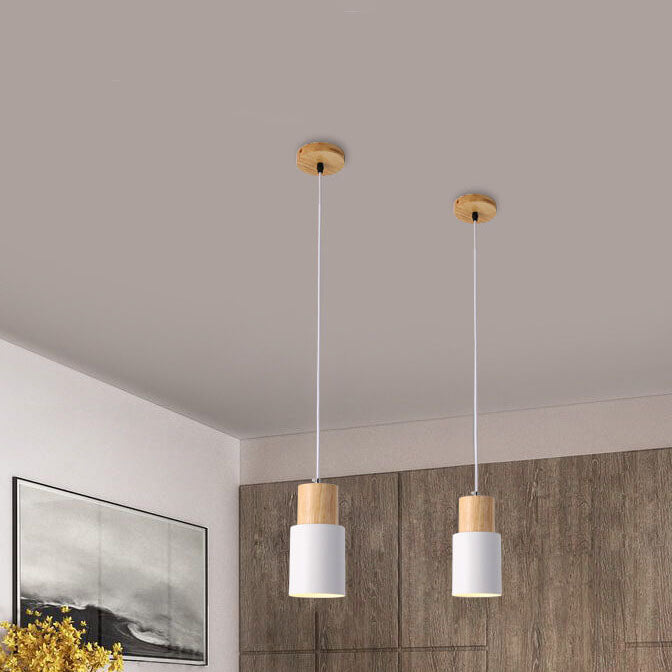 Hanglamp Hout Aluminium Cilinder Kleur E26 120cm Snoer Scandinavisch Woonkamer Eetkamer | Sansoti