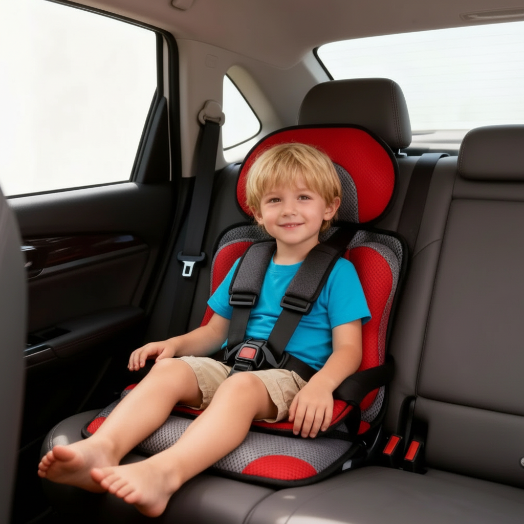 Opvouwbare Kinderzitverhoger voor de Auto – Draagbaar en Veilig Boosterzitje met 5-Punts Harnas voor Kinderen van 0-14 Jaar, Wasbare Hoes | Sansoti