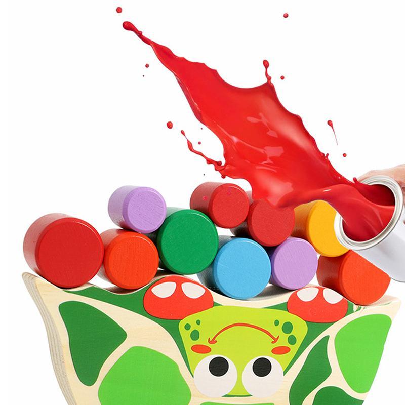 Jeu d’empilage en bois en forme de tortue avec blocs colorés pour la motricité, l’équilibre et la coordination – Jouet éducatif | Sansoti