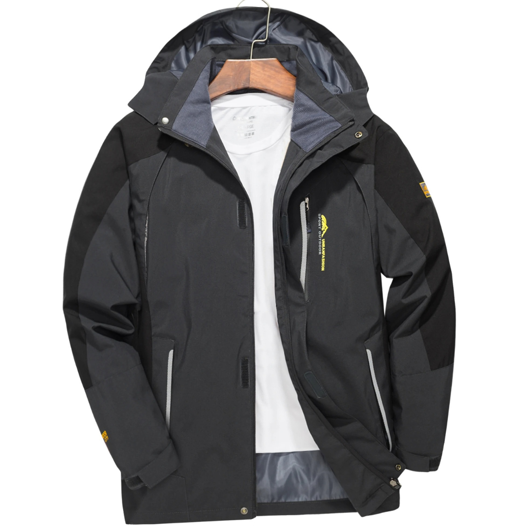 Veste d’extérieur imperméable pour hommes en polyester avec capuche amovible et plusieurs poches pour randonnée, trekking et activités de plein air | Sansoti