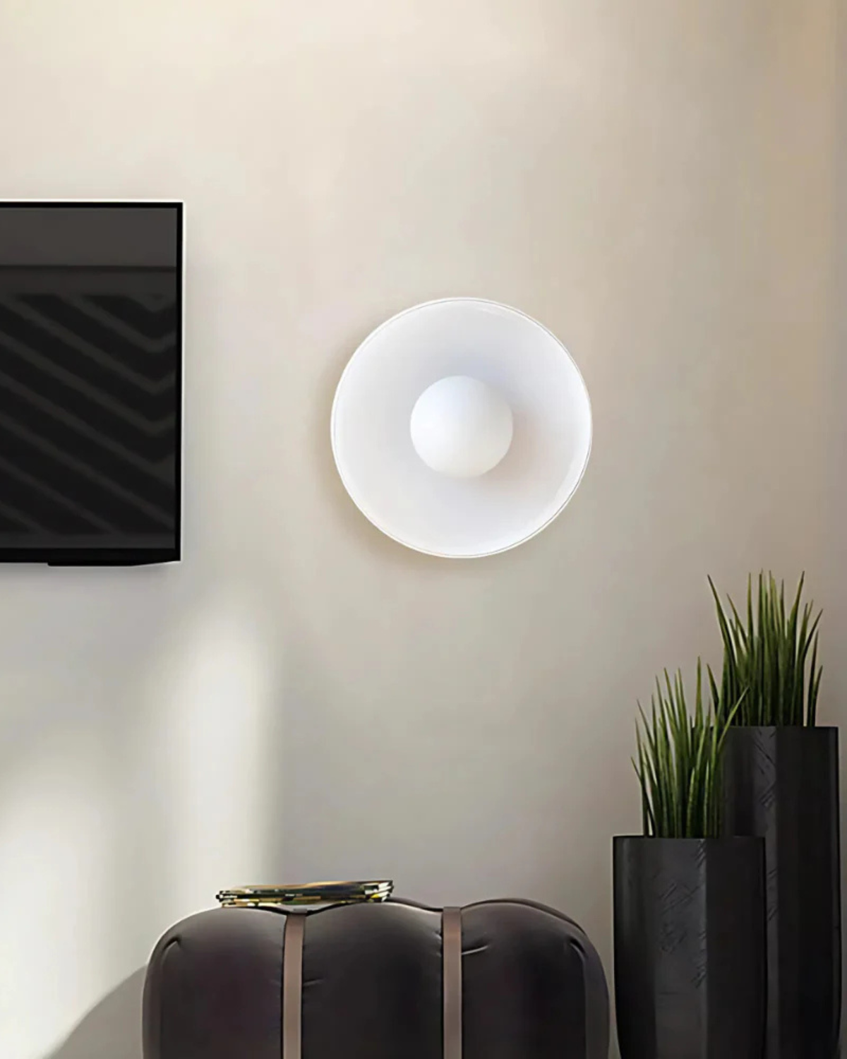 Moderne runde Deckenleuchte aus Glas und Eisen – minimalistische Designlampe für Wohn- und Schlafzimmer mit warmer Lichtfarbe | Restfield