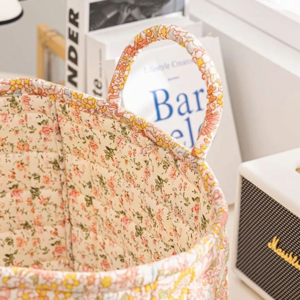 Canvas Opbergmand met Bloemenprint – Praktische Organizer voor Kleine Spullen en Schoenen | Sansoti