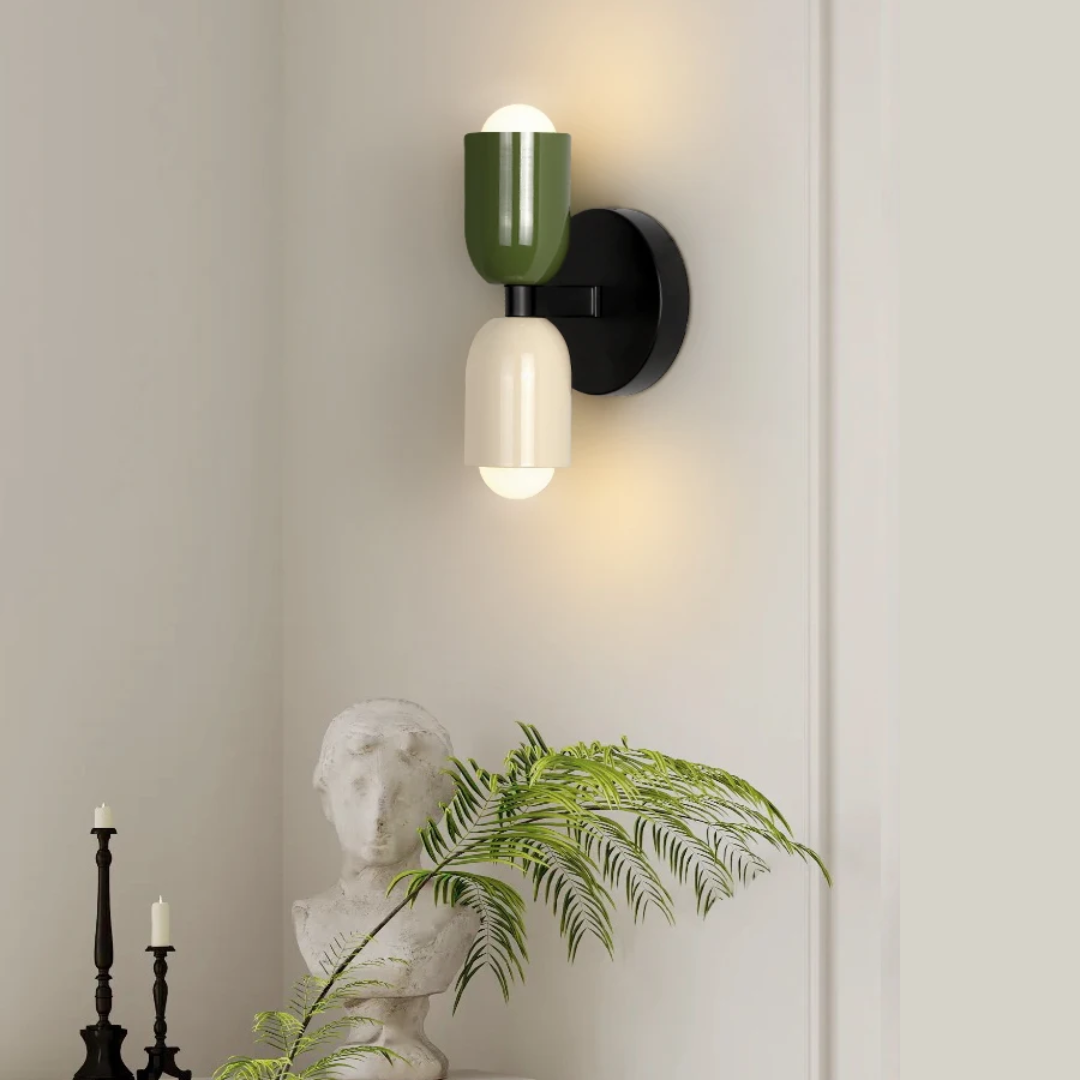 Doppelte LED-Wandleuchte aus Edelstahl Warmweiß 3000K Innen- und Außenbeleuchtung Modernes Design Wohnzimmer | Sansoti