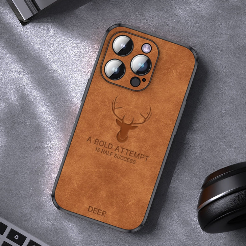 Luxe Wildleren iPhone Hoes Zwart Bruin Donkergroen Lichtblauw Beschermhoes met Shockabsorptie Camerabescherming | Sansoti