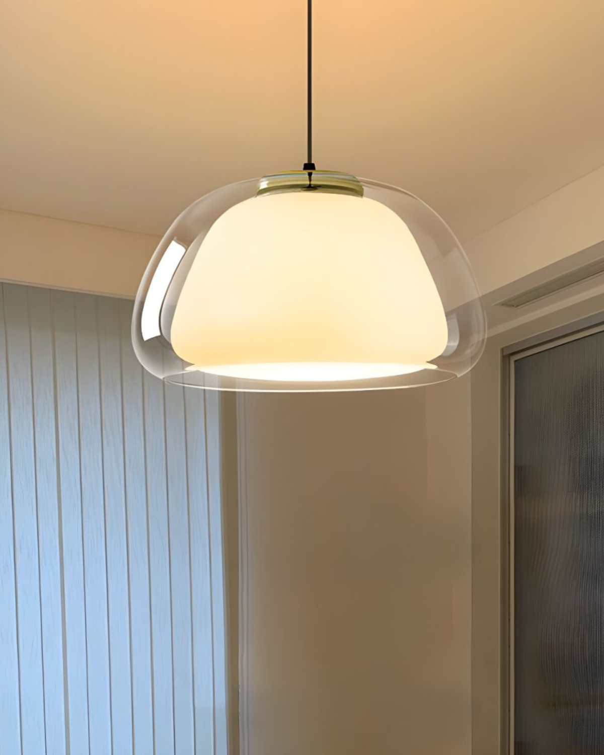 Luxe Glazen Hanglamp Met Mat En Transparant Glas In Minimalistisch Japandi Design | Sansoti