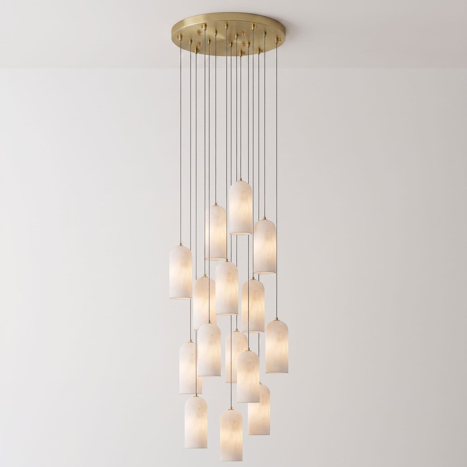 Alabasten Hanglamp met Gevlochten Snoer – Natuursteen Verlichting van Enkel Lichtpunt tot 21-Lichts Cluster – Mid-Century Modern Stijl Eetkamer Hanglamp met E12/E14 Fitting | Sansoti