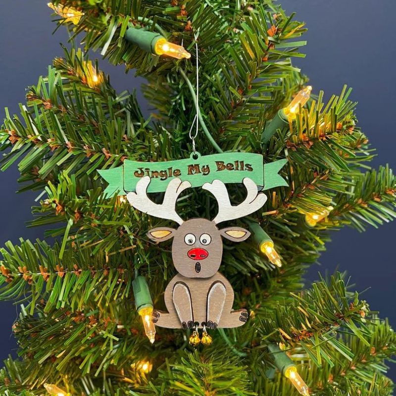 Weihnachtsbaumanhänger mit Glöckchen Humorvolle Festtagsfiguren Handbemaltes Harzornament für den Tannenbaum | Sansoti