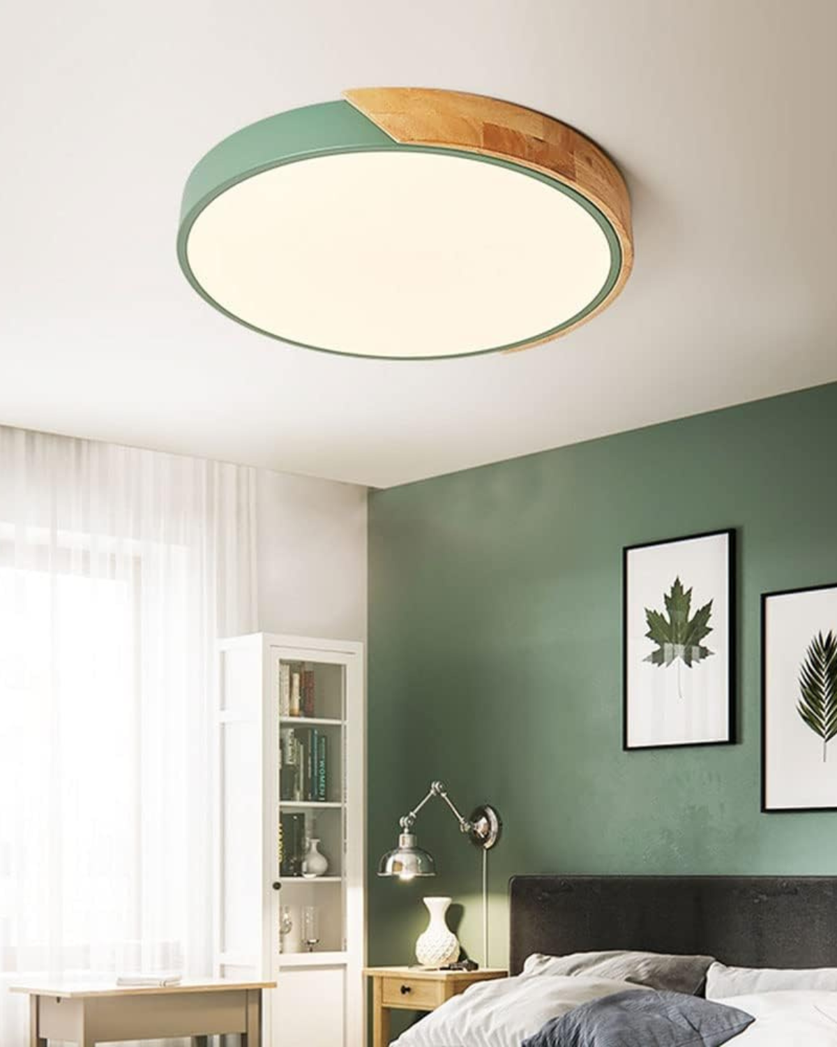 Moderne runde Deckenleuchte mit Holz-Akzent und LED-Beleuchtung – minimalistische Designlampe in 23 30 40 50 und 60 cm | Restfield