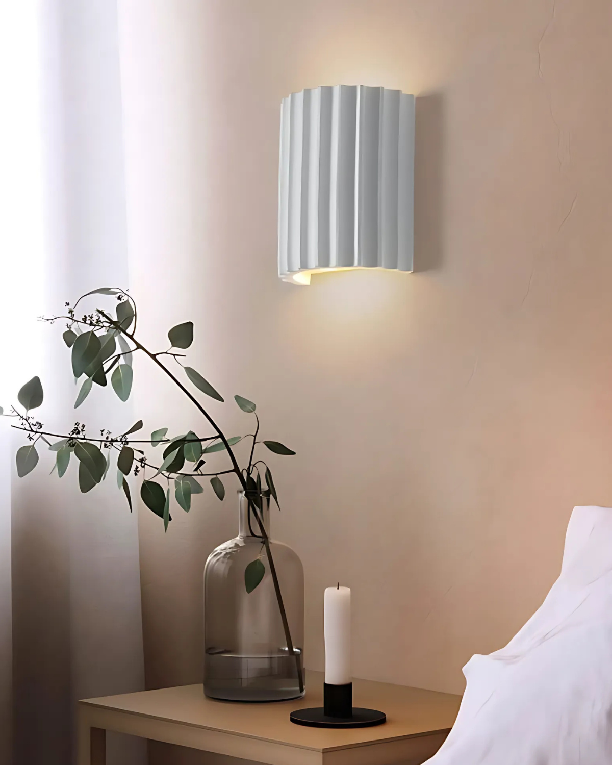 Wandlamp Ribbelstructuur Groen Met Tweezijdige Lichtbundel Voor Sfeervolle Ruimtes | Sansoti