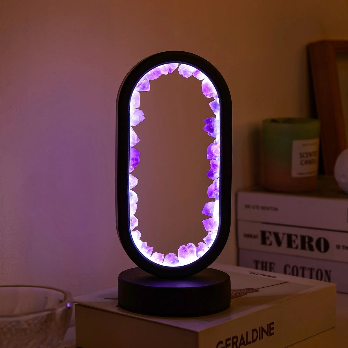 Handgemaakte Edelsteenlamp Amethist Celestiet Kristal Sfeerverlichting Ontspanning Meditatie Yoga Slaapkamer | Sansoti