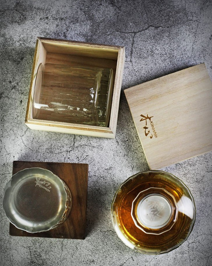 Japans Whiskeyglas Kristal met Houten Giftbox 200-300ml Handgeblazen Vakmanschap Premium Drinkglas voor Whisky Bourbon Spirits Collector Edition | Sansoti