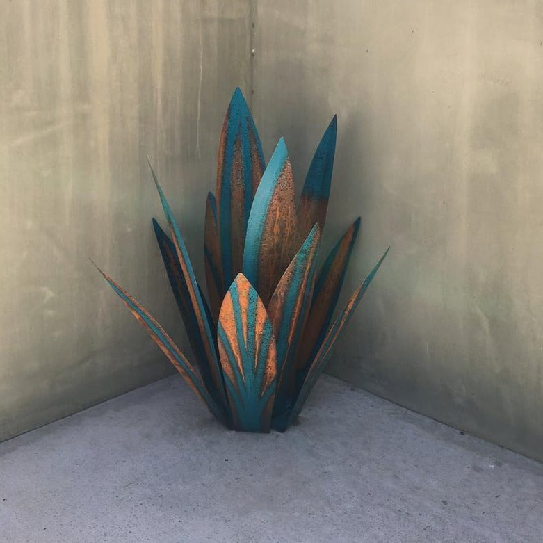 Metalen agave tuinbeeld van roestvrij staal voor tuin, terras en interieurdecoratie | Sansoti