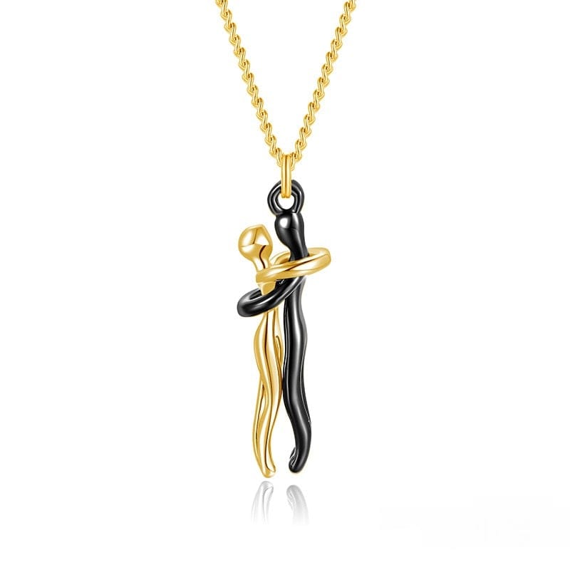 Collier pour partenaire avec pendentif enlacé, chaîne réglable de 42 cm, doré ou argenté, pour couples et amoureux | Sansoti