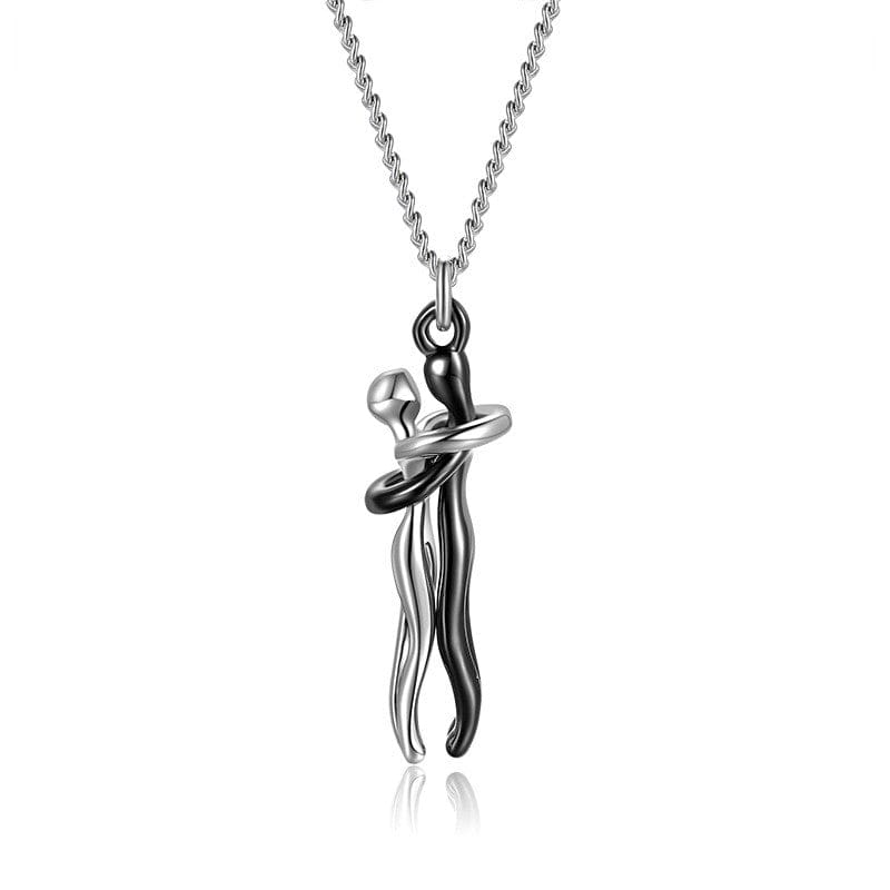 Collier pour partenaire avec pendentif enlacé, chaîne réglable de 42 cm, doré ou argenté, pour couples et amoureux | Sansoti