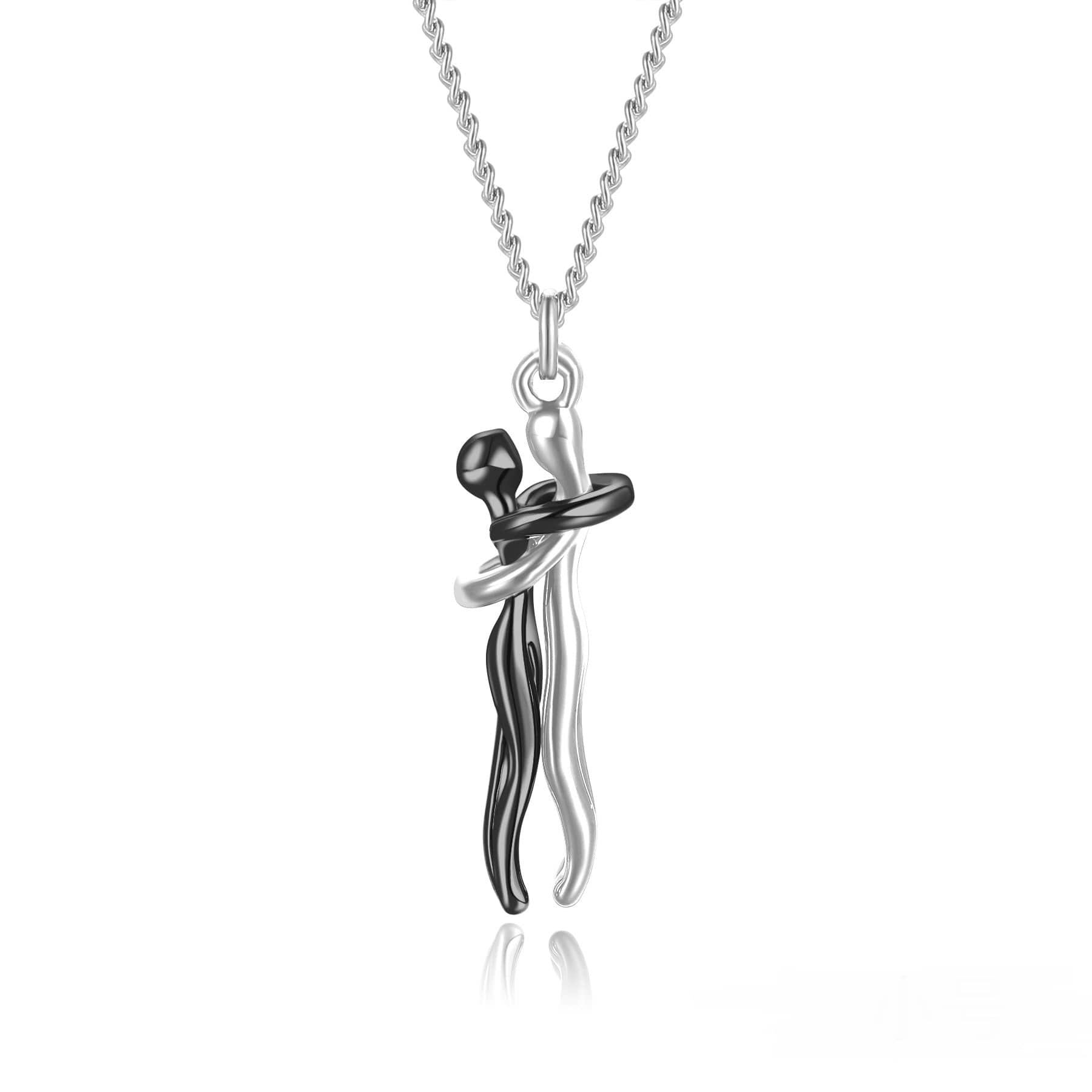Collier pour partenaire avec pendentif enlacé, chaîne réglable de 42 cm, doré ou argenté, pour couples et amoureux | Sansoti