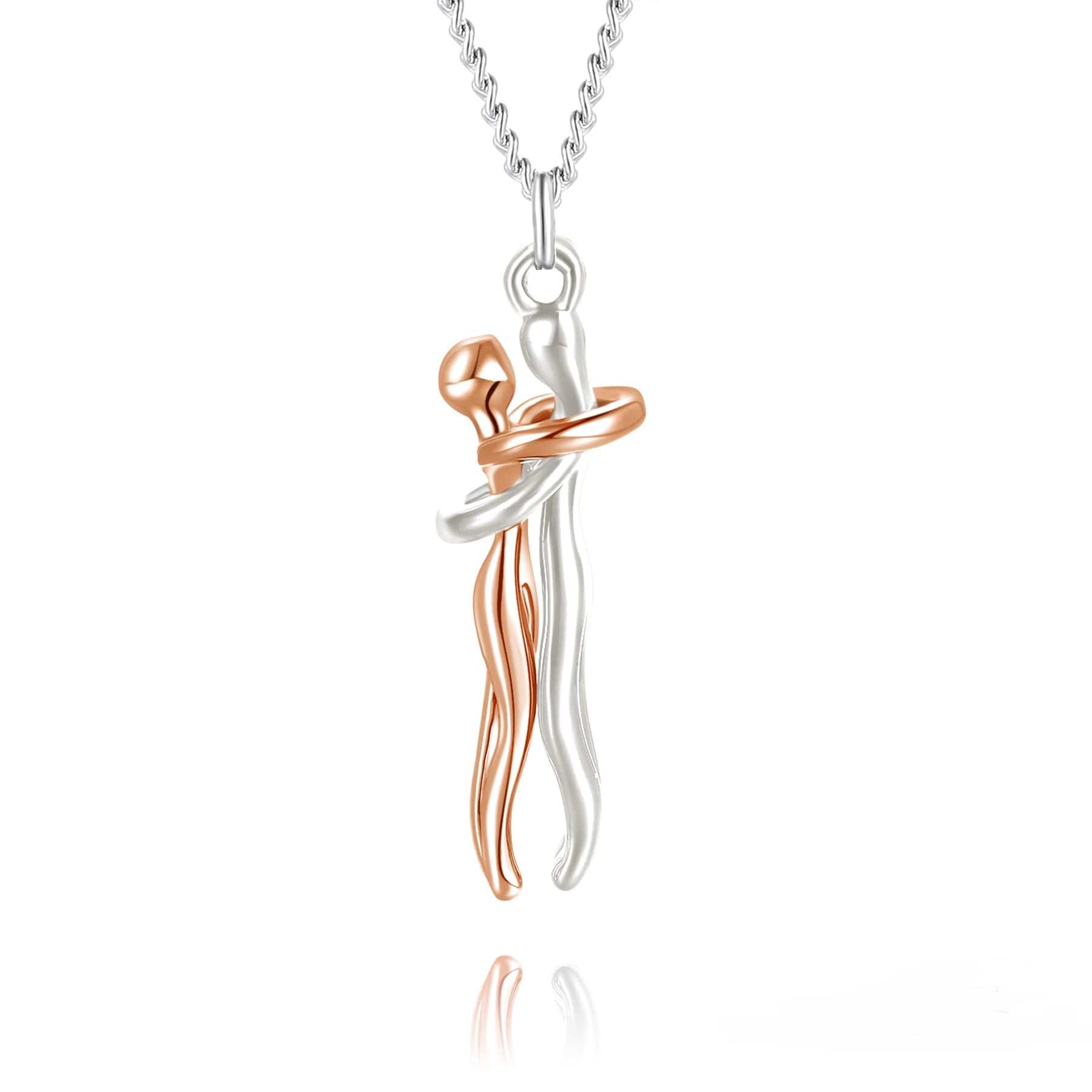 Collier pour partenaire avec pendentif enlacé, chaîne réglable de 42 cm, doré ou argenté, pour couples et amoureux | Sansoti