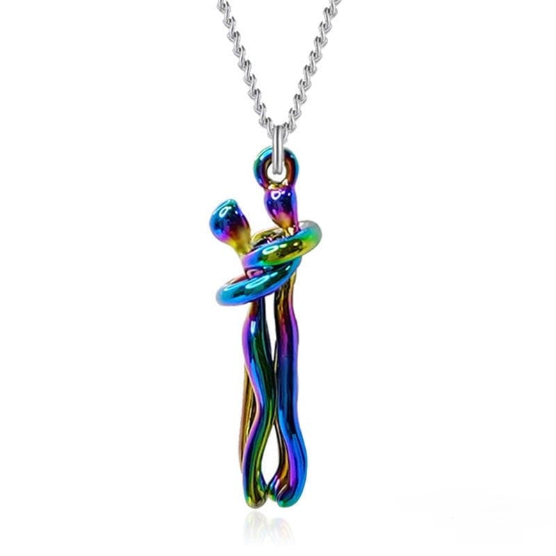 Collier pour partenaire avec pendentif enlacé, chaîne réglable de 42 cm, doré ou argenté, pour couples et amoureux | Sansoti