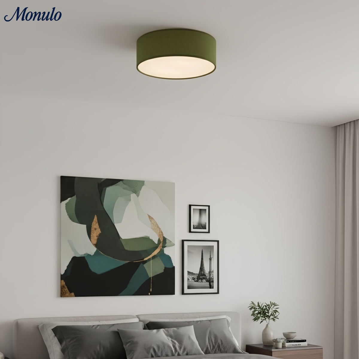 Plafondlamp met Linnen Kap – Drumvorm Ø30/45cm – Modern Scandinavisch Design – Elegante Verlichting Woonkamer Slaapkamer Eetkamer | Sansoti