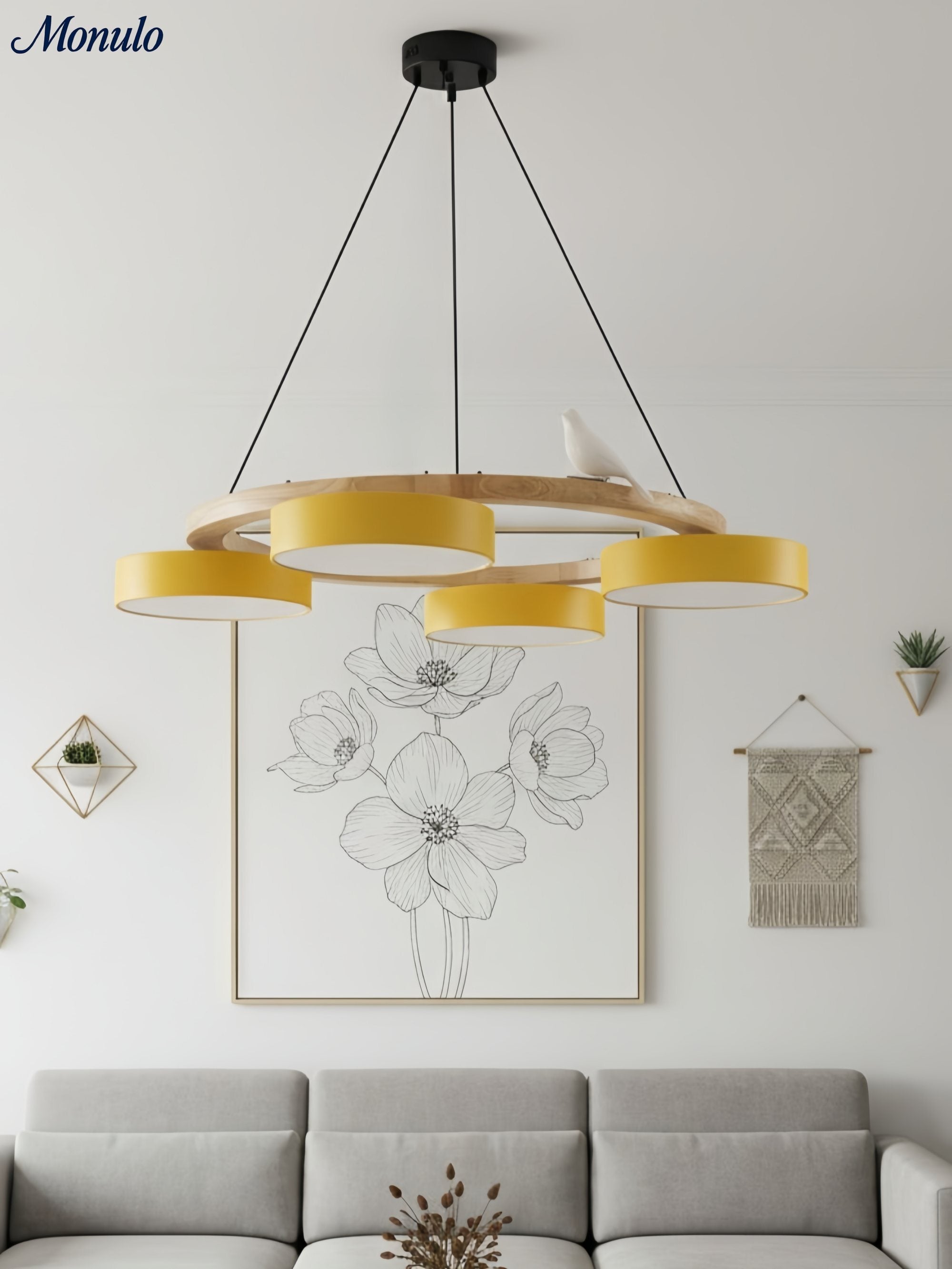 Decoratieve Vogelkroonluchter met Gekleurde Cirkels voor Eetkamer en Woonkamer | Sansoti