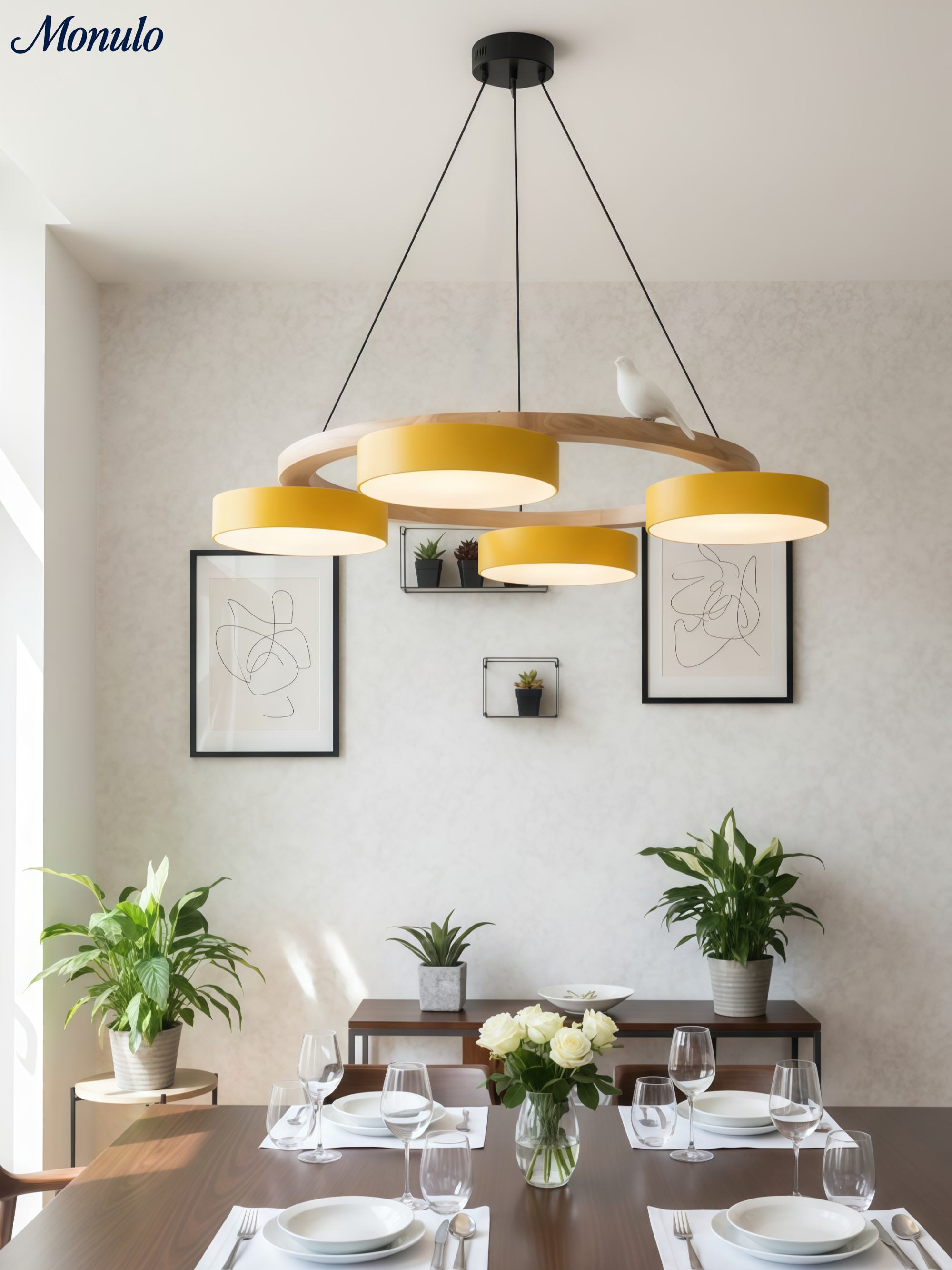 Decoratieve Vogelkroonluchter met Gekleurde Cirkels voor Eetkamer en Woonkamer | Sansoti