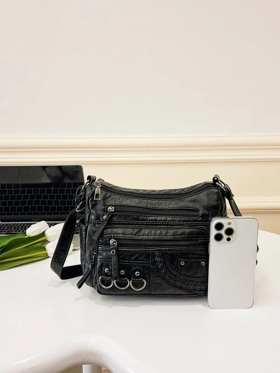 Vintage Handtas Vegan Leer Elegante Schoudertas Dames Retro Stijl Dagelijkse Tas Mode Accessoire Vrouwen | Sansoti