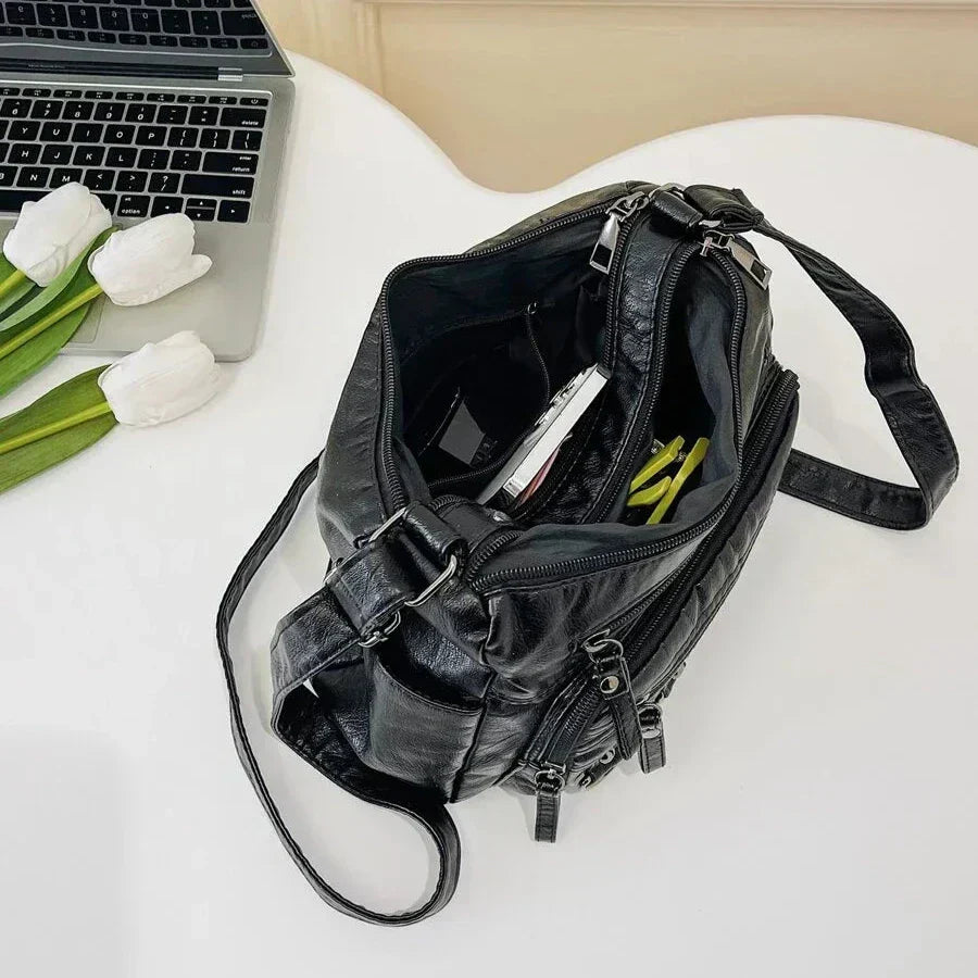 Vintage Handtas Vegan Leer Elegante Schoudertas Dames Retro Stijl Dagelijkse Tas Mode Accessoire Vrouwen | Sansoti