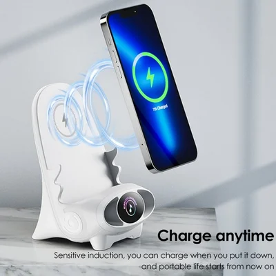 Draadloze Oplader 15W met Houder – Smartphone Snellader Staand of Liggend – Stoel Design met Koeling | Sansoti