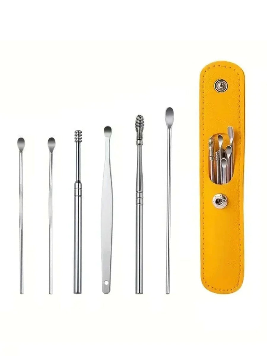 Earwax Removal Set with 6 Stainless Steel Instruments - Reusable Ear Cleaning Tools | Sansoti