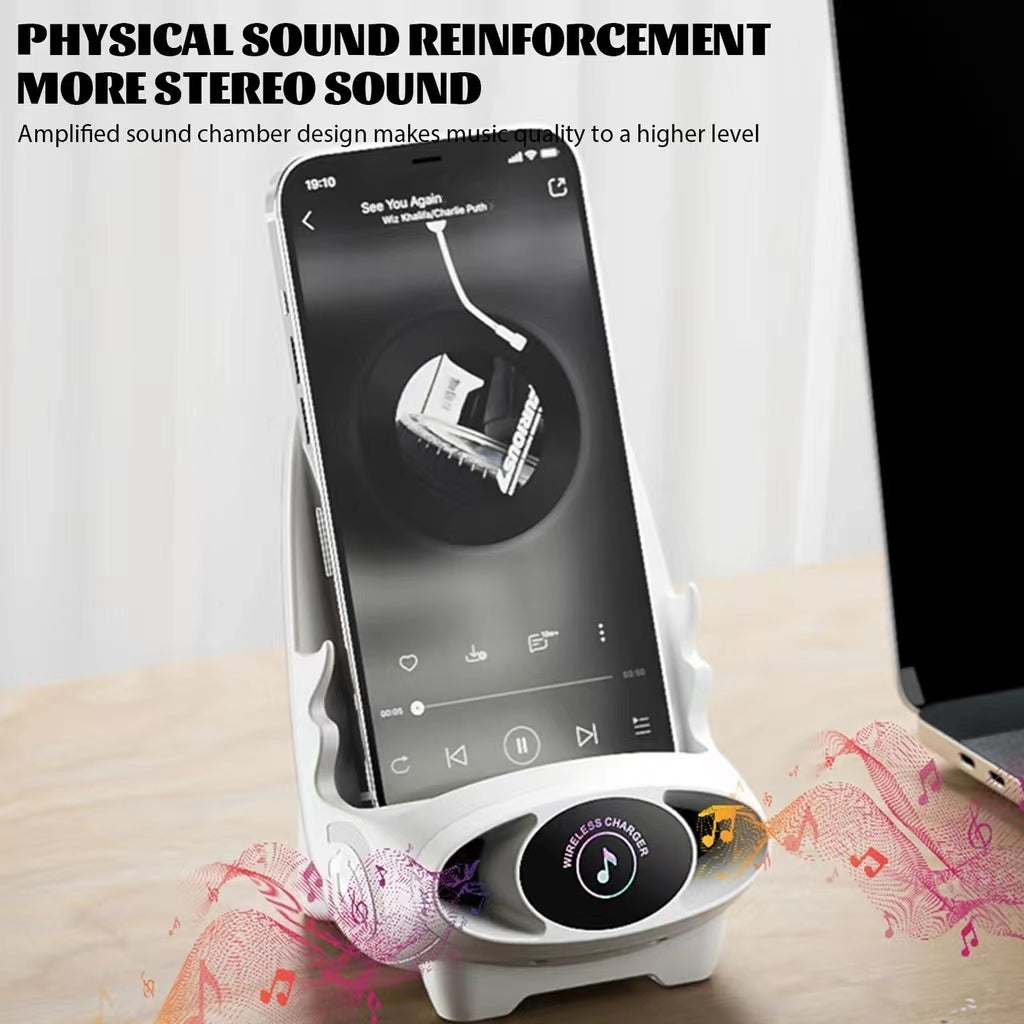 Draadloze Oplader 15W met Houder – Smartphone Snellader Staand of Liggend – Stoel Design met Koeling | Sansoti