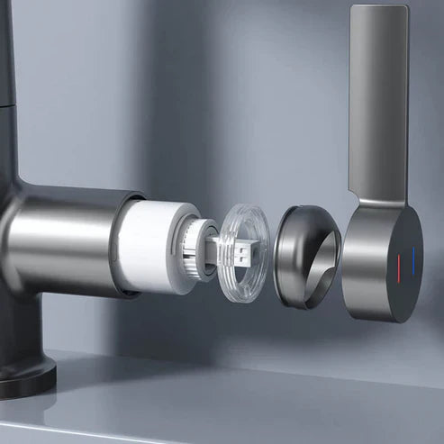 Flexibele Keukenkraan met LED Temperatuurindicator Chroom Zwart Wit 360° Draaibaar Uittrekbaar 60cm voor Keuken en Badkamer | Sansoti