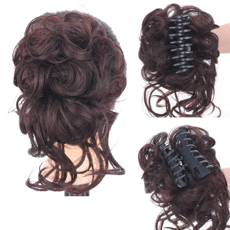 Messy-Bun-Haargummi mit Volumeneffekt für einen natürlichen Dutt-Look Chignon Braunes Haaraccessoire für Damen | Sansoti
