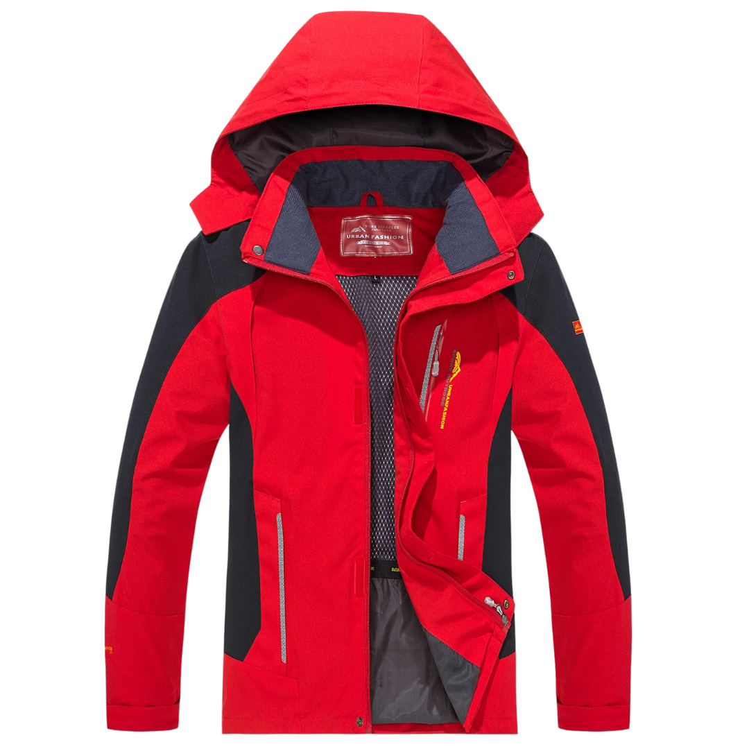 Veste d’extérieur imperméable pour hommes en polyester avec capuche amovible et plusieurs poches pour randonnée, trekking et activités de plein air | Sansoti