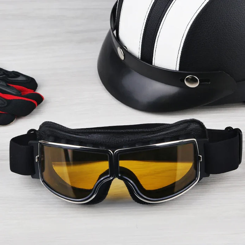 Retro Motorgoggles met Beschermglazen en Verstelbare Band | Sansoti