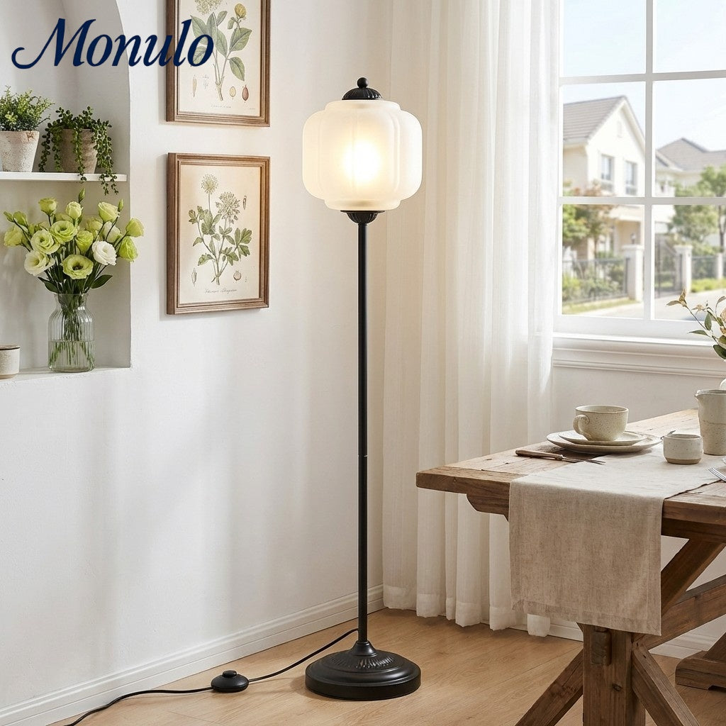 Decoratieve Glazen Pompoen Vloerlamp Retro Organische Stijl Woonkamer Staande Lamp | Sansoti