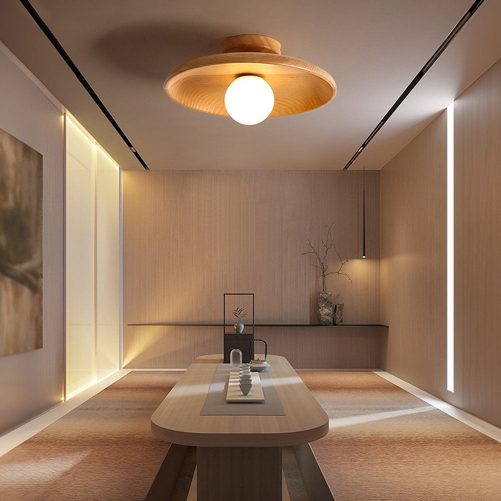 LED Plafondlamp Hout 15cm G4 Warm Licht Woonkamer Slaapkamer Gang Houten Plafondlamp Compact Rond Design | Sansoti