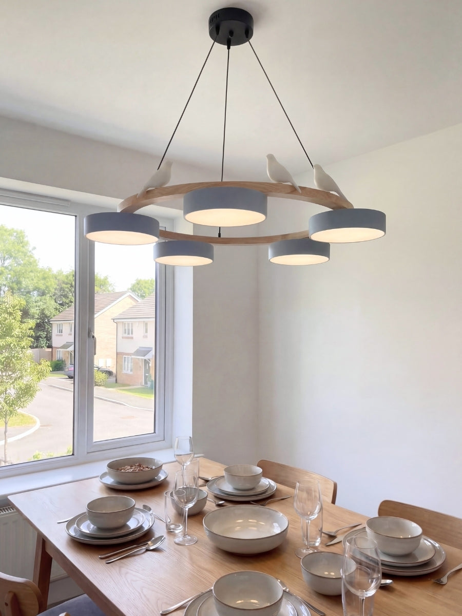 Decoratieve Vogelkroonluchter met Gekleurde Cirkels voor Eetkamer en Woonkamer | Sansoti