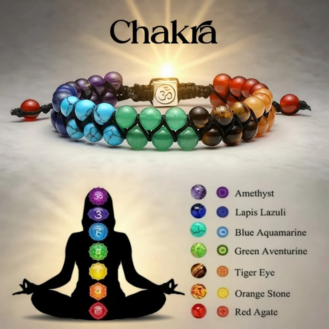 Verstellbares Chakra-Armband Naturstein-Energieperlen Meditation Yoga Spiritualität Wohlbefinden Unisex-Schmuck | Sansoti