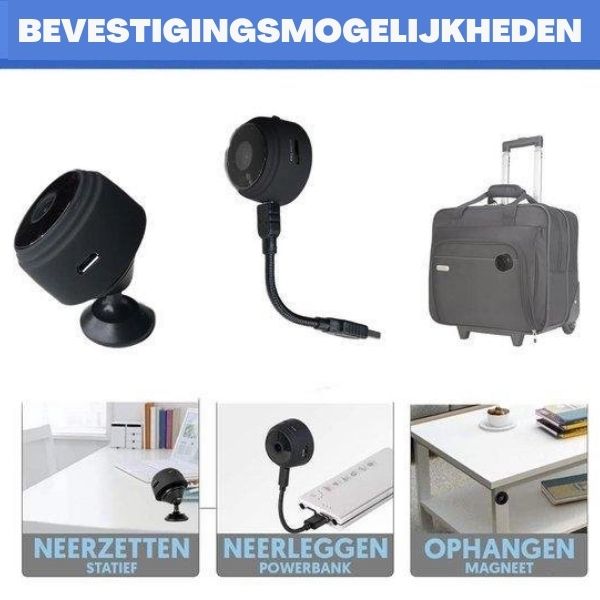 Mini beveiligingscamera draadloos 1080P HD zwart wifi camera nachtzicht 150 graden huis kantoor bewaking | Sansoti
