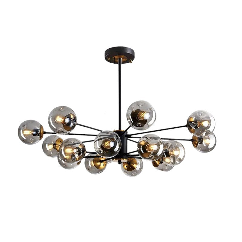 Lustre scandinave Ida verre fer noir salon salle à manger suspension moderne design éclairage forme sphérique | Restfield