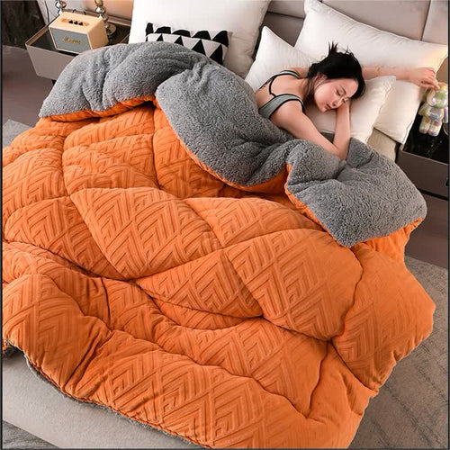 Dicke Sherpa-Winterdecke mit Steppkern – Extra Warm, Weich & Flauschig