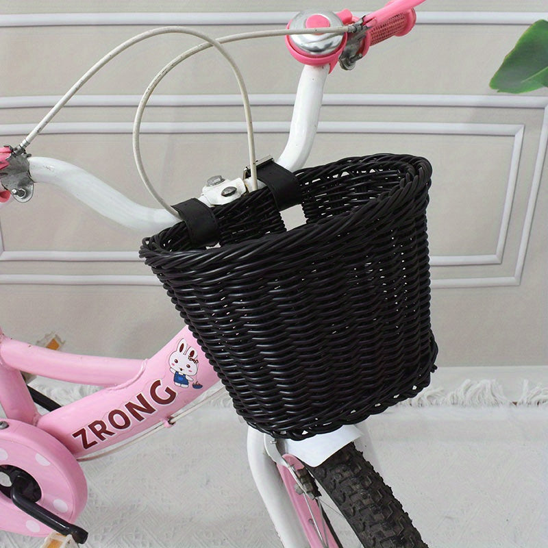 Fietsmand Kinderen Plastic Riet Roze Stuur Fietsmand Handgeweven Opbergmand Voor Kinderfiets | Sansoti