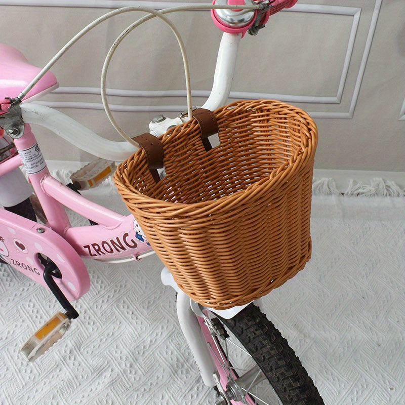 Fietsmand Kinderen Plastic Riet Roze Stuur Fietsmand Handgeweven Opbergmand Voor Kinderfiets | Sansoti