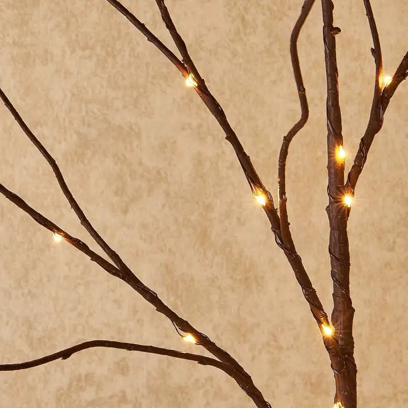 Decoratieve Takverlichting met Bloesem LED Warm Wit op Batterij Sfeerlampen Houten Set 2 Stuks Woonkamer | Sansoti