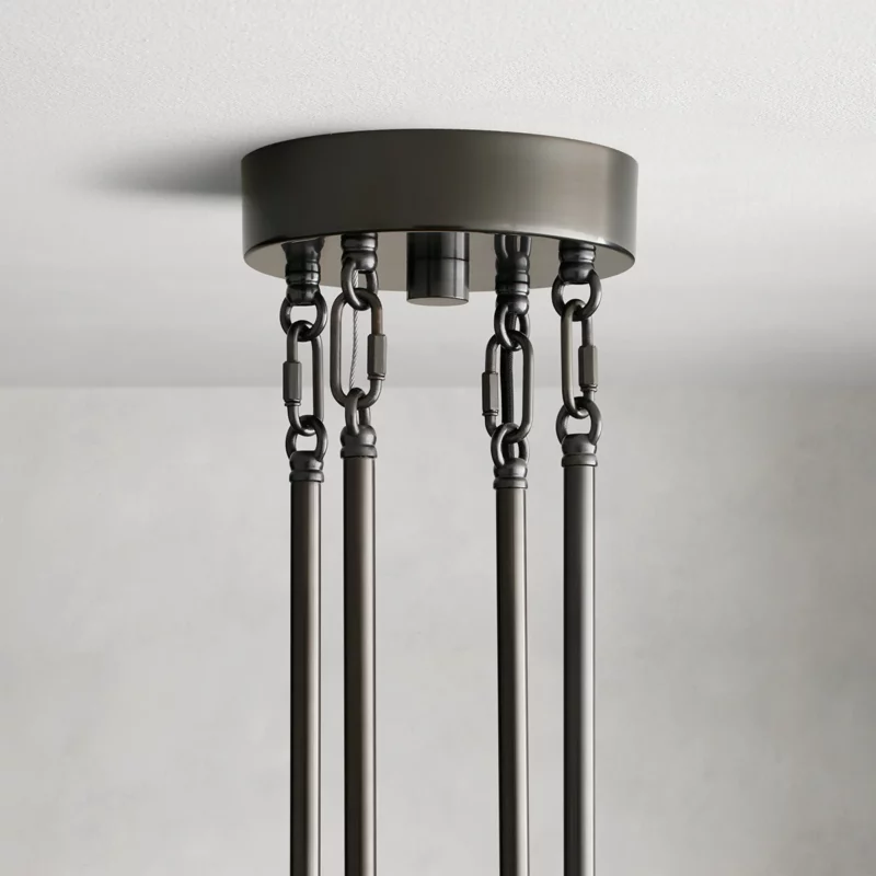 Okrągły żyrandol z ryflowanym szkłem i stalową ramą, 38–60 cm, lampa wisząca z wieloma źródłami światła do jadalni, na klatkę schodową, do sali balowej i salonu | Sansoti