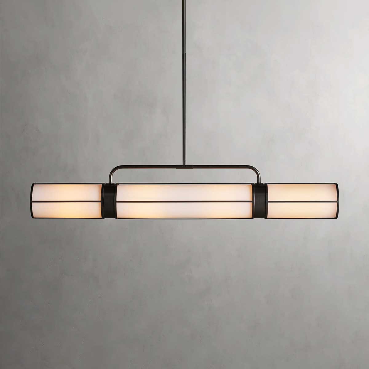 Suspension linéaire en verre opalin, 54-72 cm, laiton bronze, pour table à manger et îlot de cuisine, design industriel réglable | Sansoti
