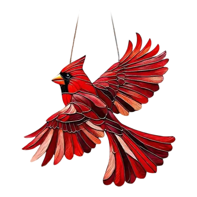Zawieszka okienna z kolibrem, akrylowe kolorowe szkło, 20 × 20 cm, dekoracja z ptakiem, łapacz słońca, pryzmat świetlny, dekoracja okienna | Sansoti