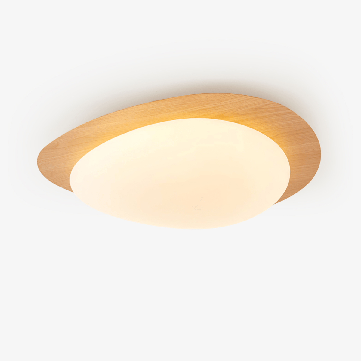 Plafonnier au design organique en forme de galet, finition bois, LED en acrylique, lumière chaude, éclairage pour salon et salle à manger | Sansoti