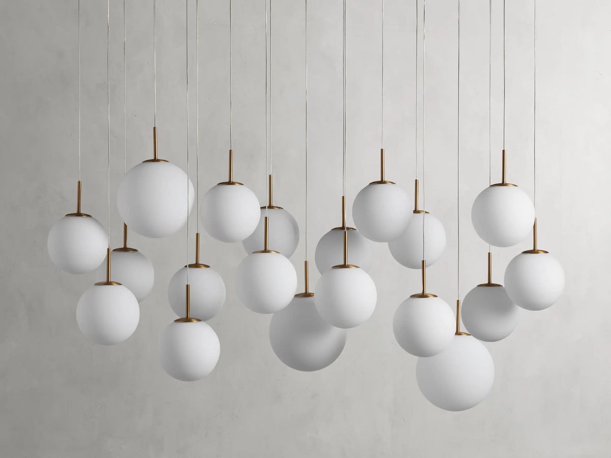 Moderne Lineaire Kroonluchter met Glazen Bollen LED-verlichting voor Eetkamer Woonkamer Eettafel Hangverlichting | Sansoti