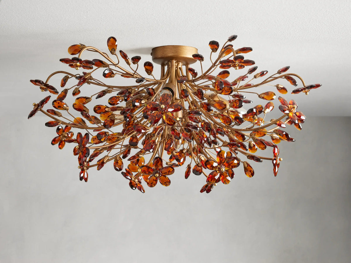 Crystal Ceiling Light Ø70cm Iron Hand-Finished Blossom Design Four Lights Elegant Venetian Living Room | Sansoti