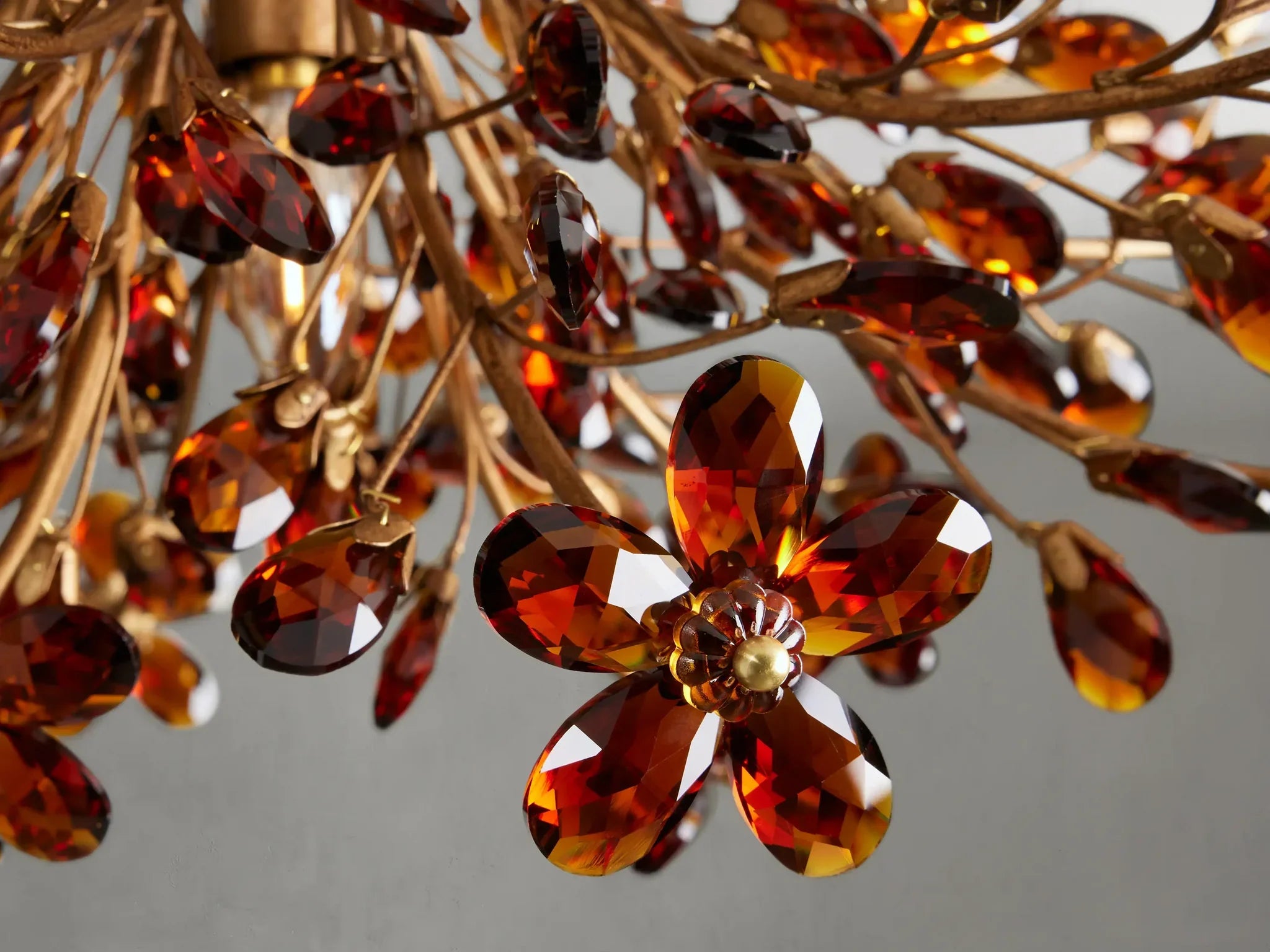 Crystal Ceiling Light Ø70cm Iron Hand-Finished Blossom Design Four Lights Elegant Venetian Living Room | Sansoti
